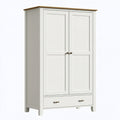 Kleiderschrank 90 x 55 x 190 cm Holz Weiß Braun mit Schublade Landhausstil