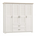 Kleiderschrank 180 x 60 x 200 cm Weiß Holzwerkstoff mit Lamellentüren und Schubladen