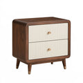 Nachttisch 60 x 40 x 65 cm Holzwerkstoff Braun Creme - Mid-Century Stil mit 2 Schubladen