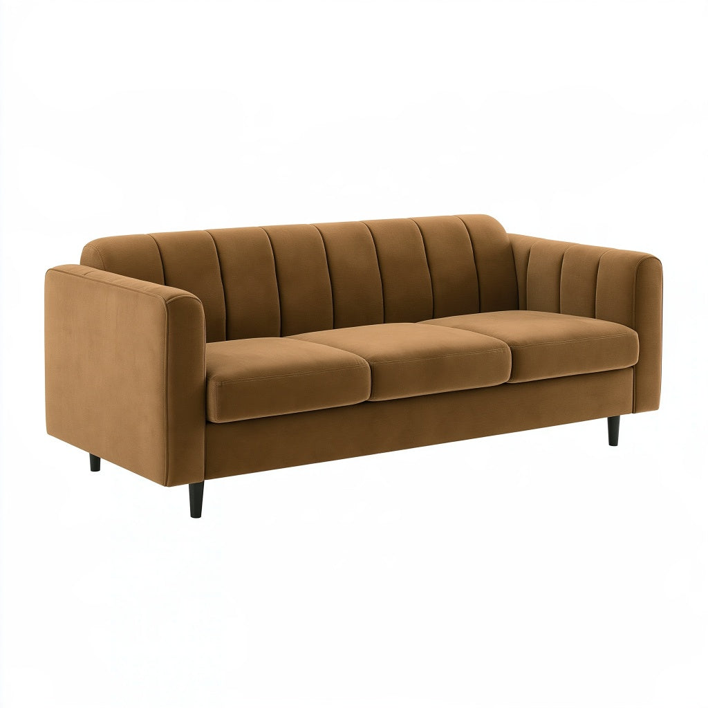 3-Sitzer Sofa 220 x 90 x 82 cm Textilbezug Braun modernes Design