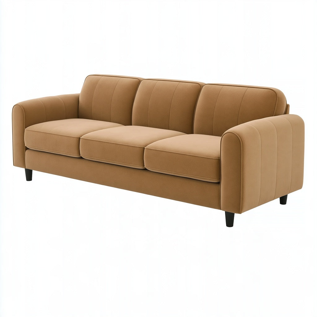 3-Sitzer Sofa 210 x 85 x 85 cm camelbraun Kunstleder modernes Wohnzimmermöbel