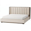 Polsterbett 180 x 200 cm Beige Holz Stoff Modern mit vertikalem Kopfteil
